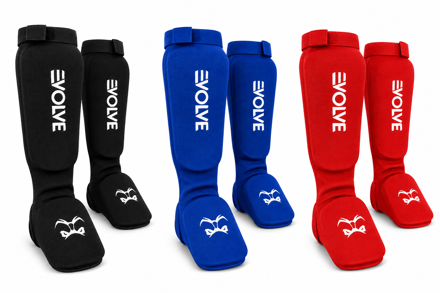 Evolve Shin Guards - Black | Padded Martial Art Shin and Instep Guards for Kickboxing MMA Boxing Muay Thai Karate
