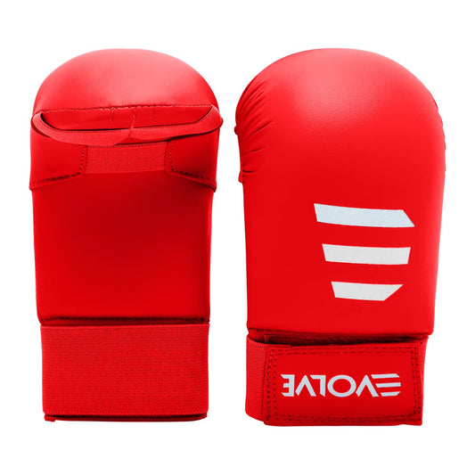 Evolve Karate Gloves - Red | Lightweight Foam Padded Karate Gloves for Kids with Adjustable Straps