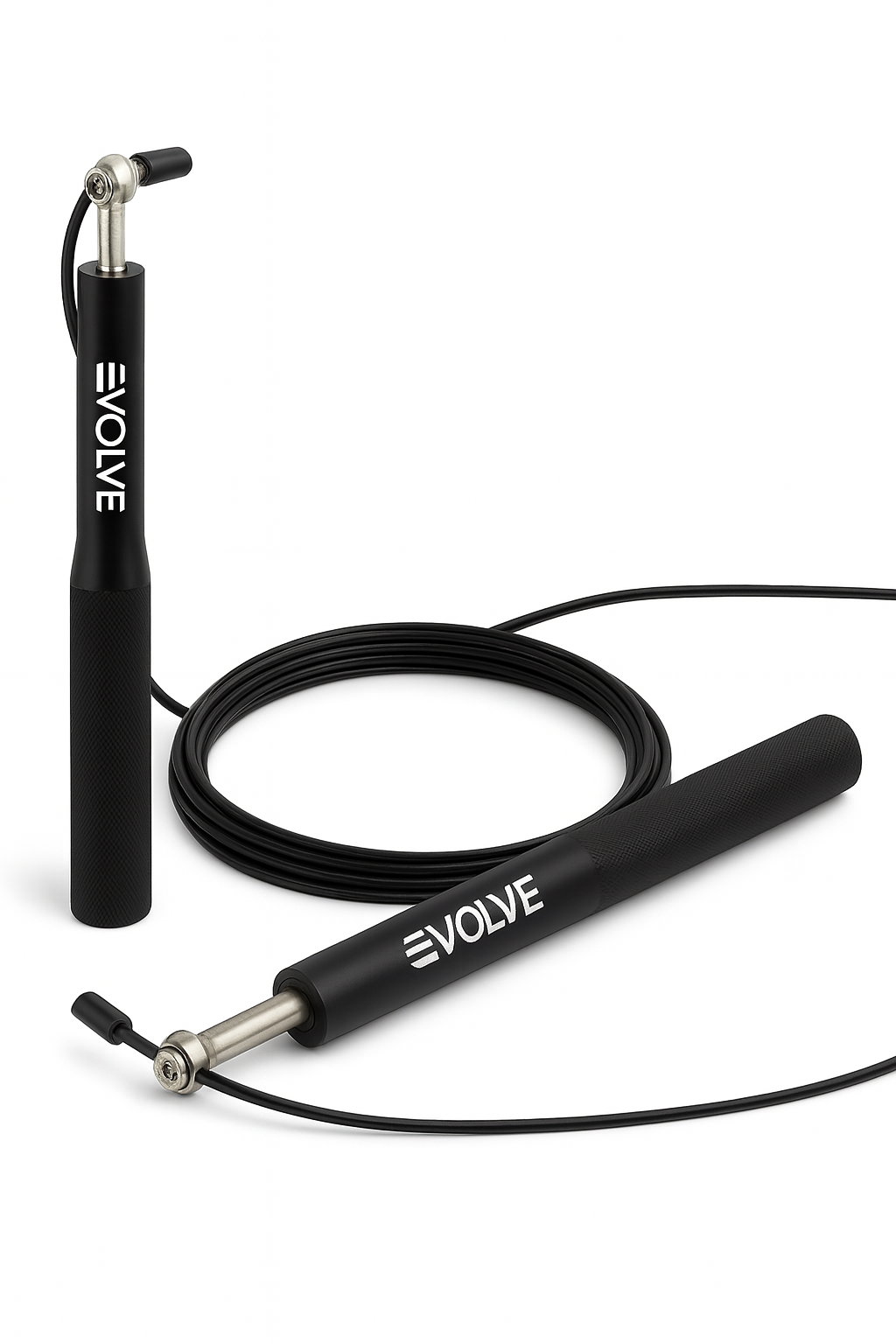 Evolve Skipping Rope - Black | Steel Wire Adjustable Ball-Bearing Jump Rope