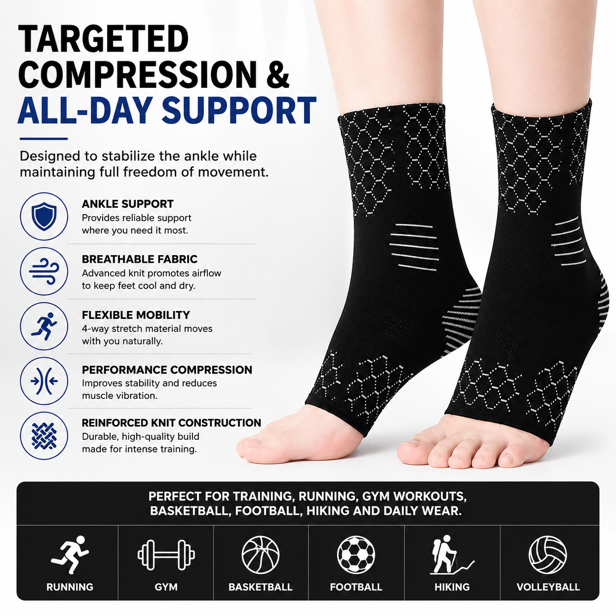 Evolve Ankle Support | Breathable Ankle Support Pair for Sprained Ankle Injury Recovery and Joint Pain