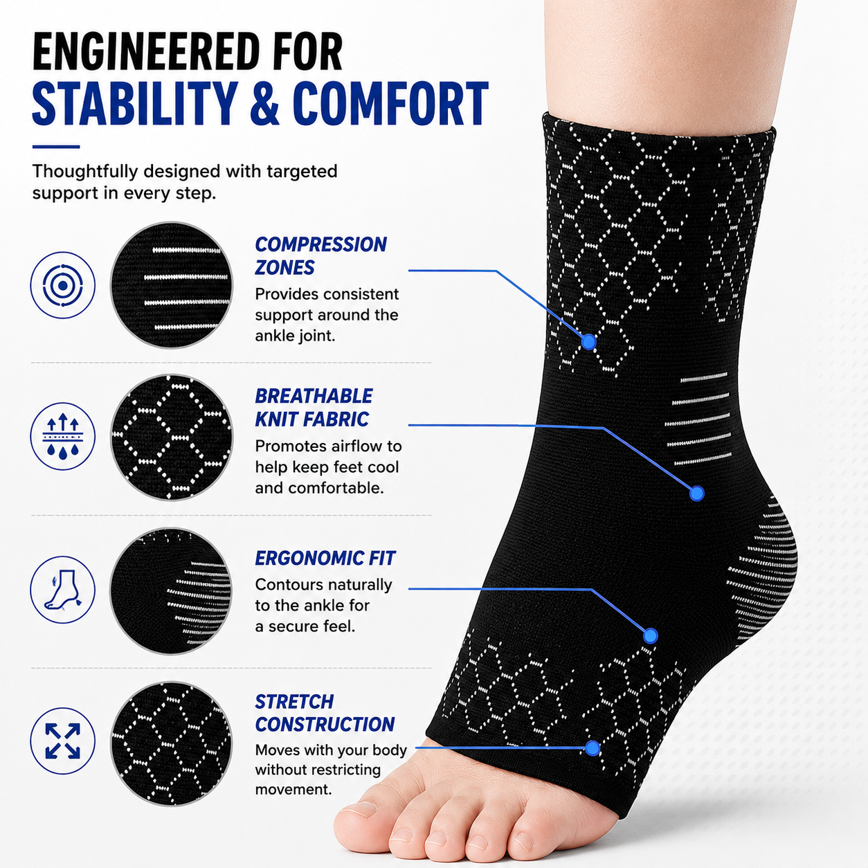Evolve Ankle Support | Breathable Ankle Support Pair for Sprained Ankle Injury Recovery and Joint Pain