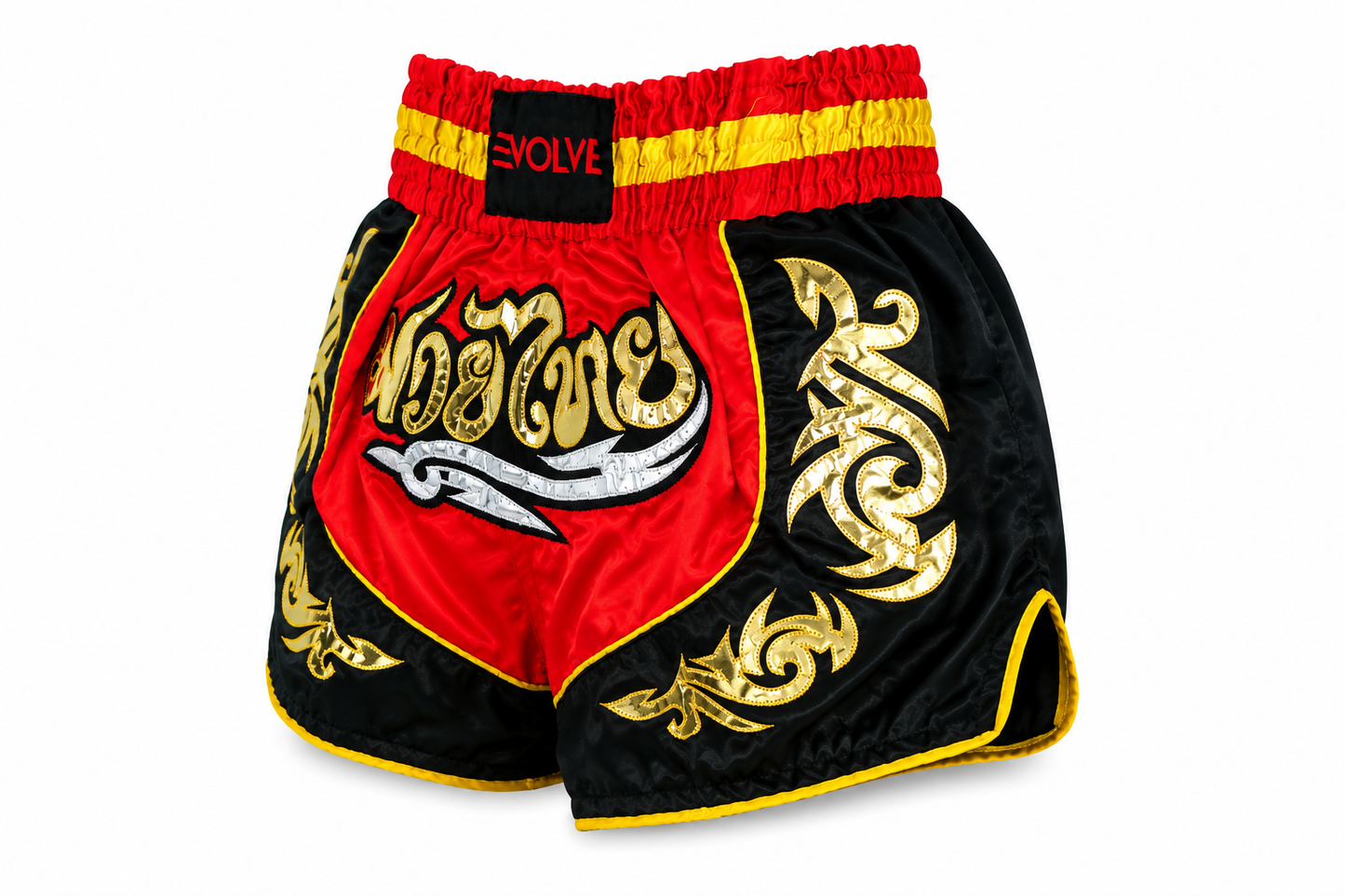 Evolve Muay Thai Shorts - Black and Gold | Boxing Grappling Shorts for MMA Kickboxing Muay Thai BJJ