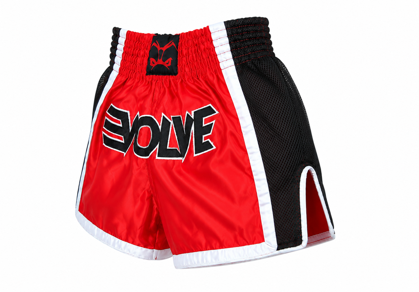 Evolve Muay Thai Shorts - Red and Black | Boxing Grappling Shorts for MMA Kickboxing Muay Thai BJJ