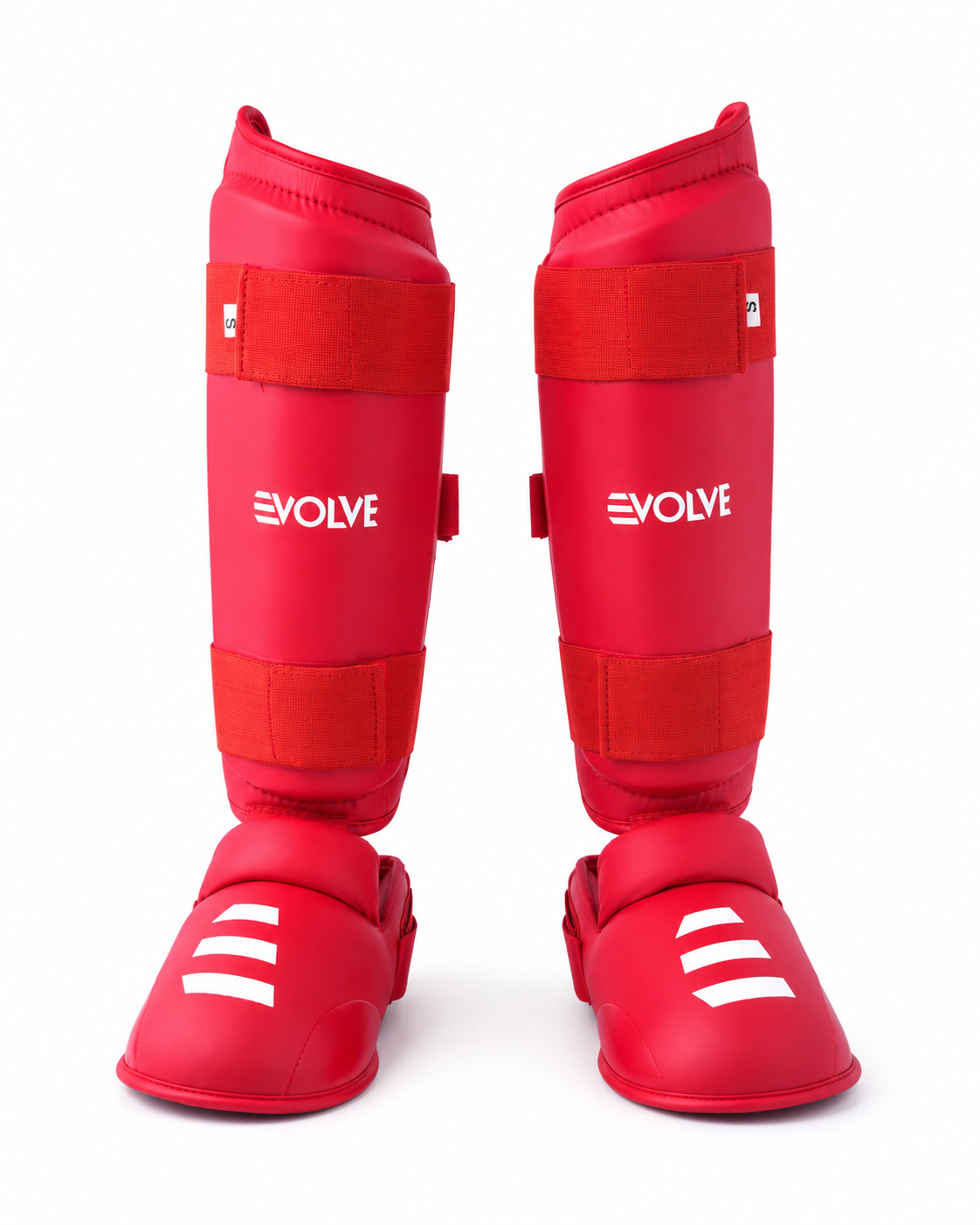 Evolve Karate Shin Guards - Red | Adjustable Foam Padded Karate Shin and Instep Guards