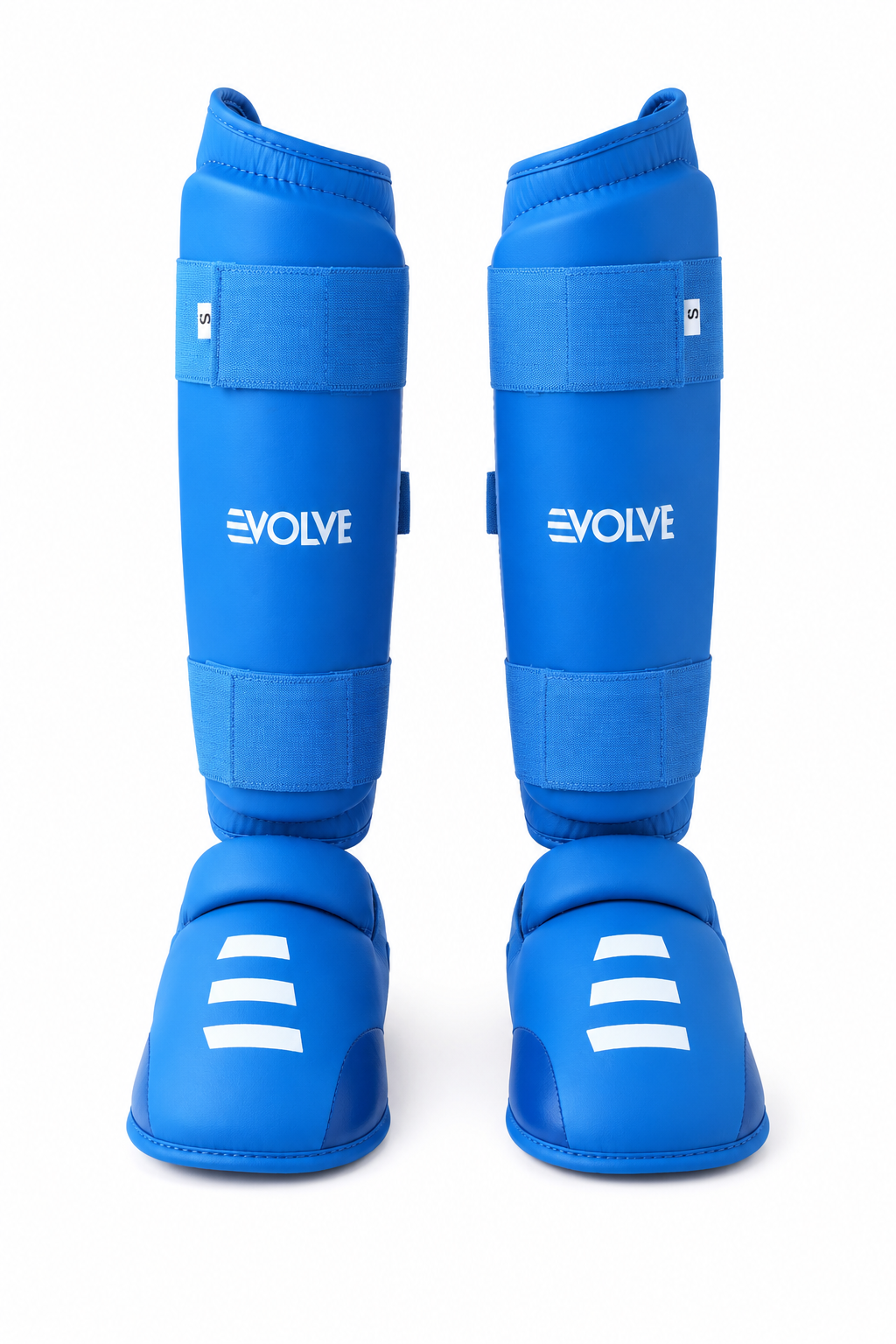 Evolve Karate Shin Guards - Blue | Adjustable Foam Padded Karate Shin and Instep Guards