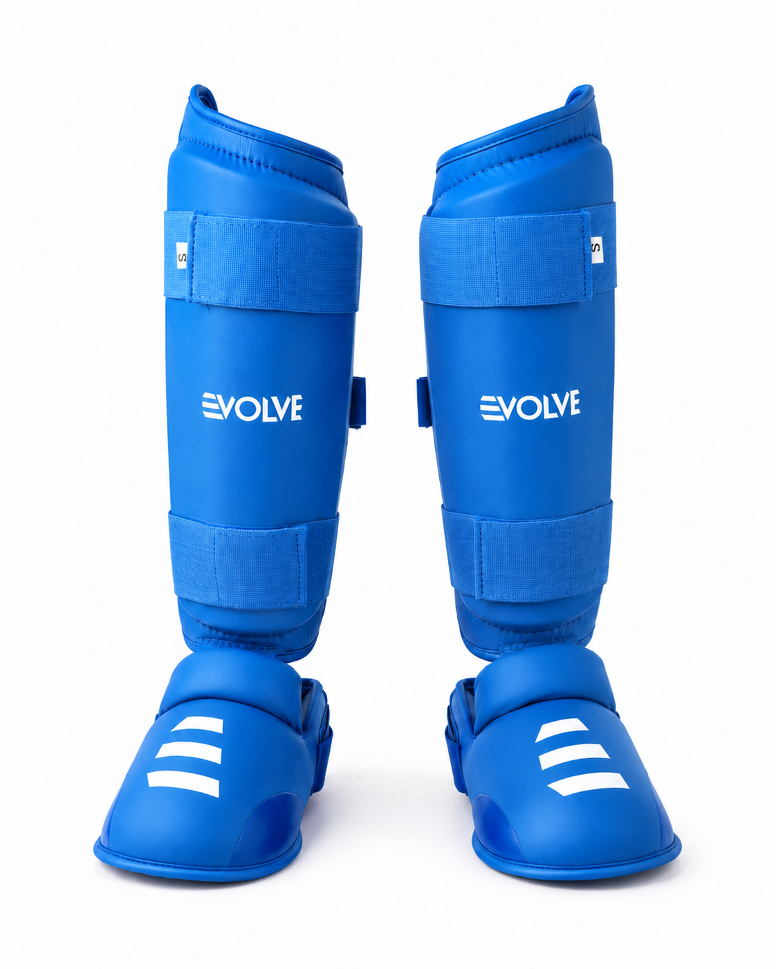 Evolve Karate Shin Guards - Blue | Adjustable Foam Padded Karate Shin and Instep Guards