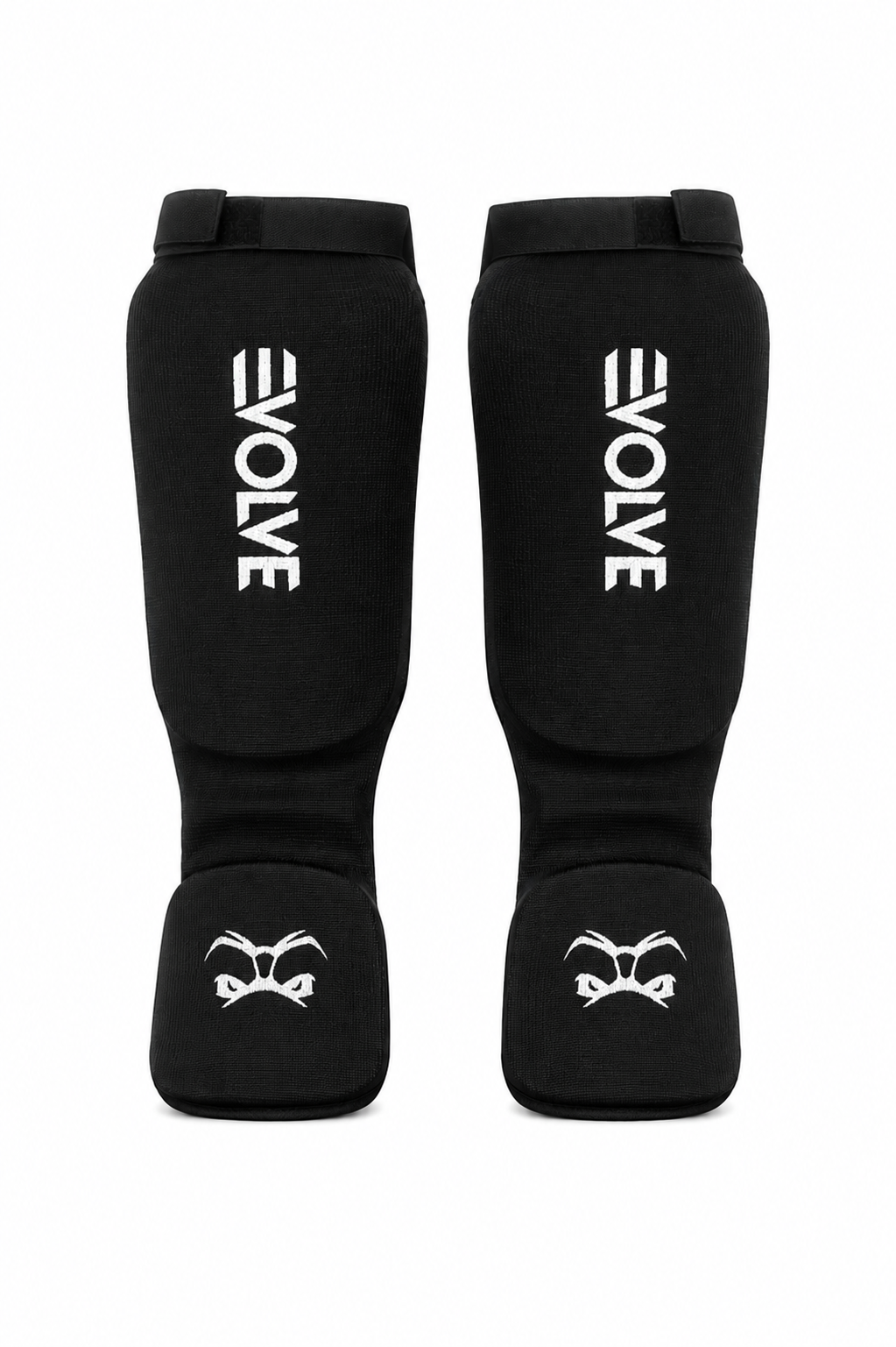 Evolve Shin Guards - Black | Padded Martial Art Shin and Instep Guards for Kickboxing MMA Boxing Muay Thai Karate