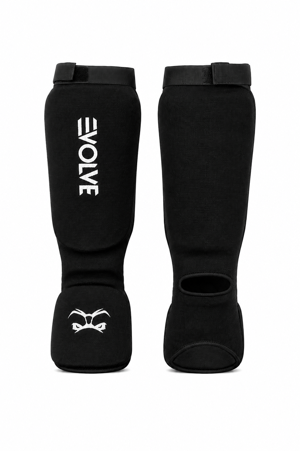 Evolve Shin Guards - Black | Padded Martial Art Shin and Instep Guards for Kickboxing MMA Boxing Muay Thai Karate