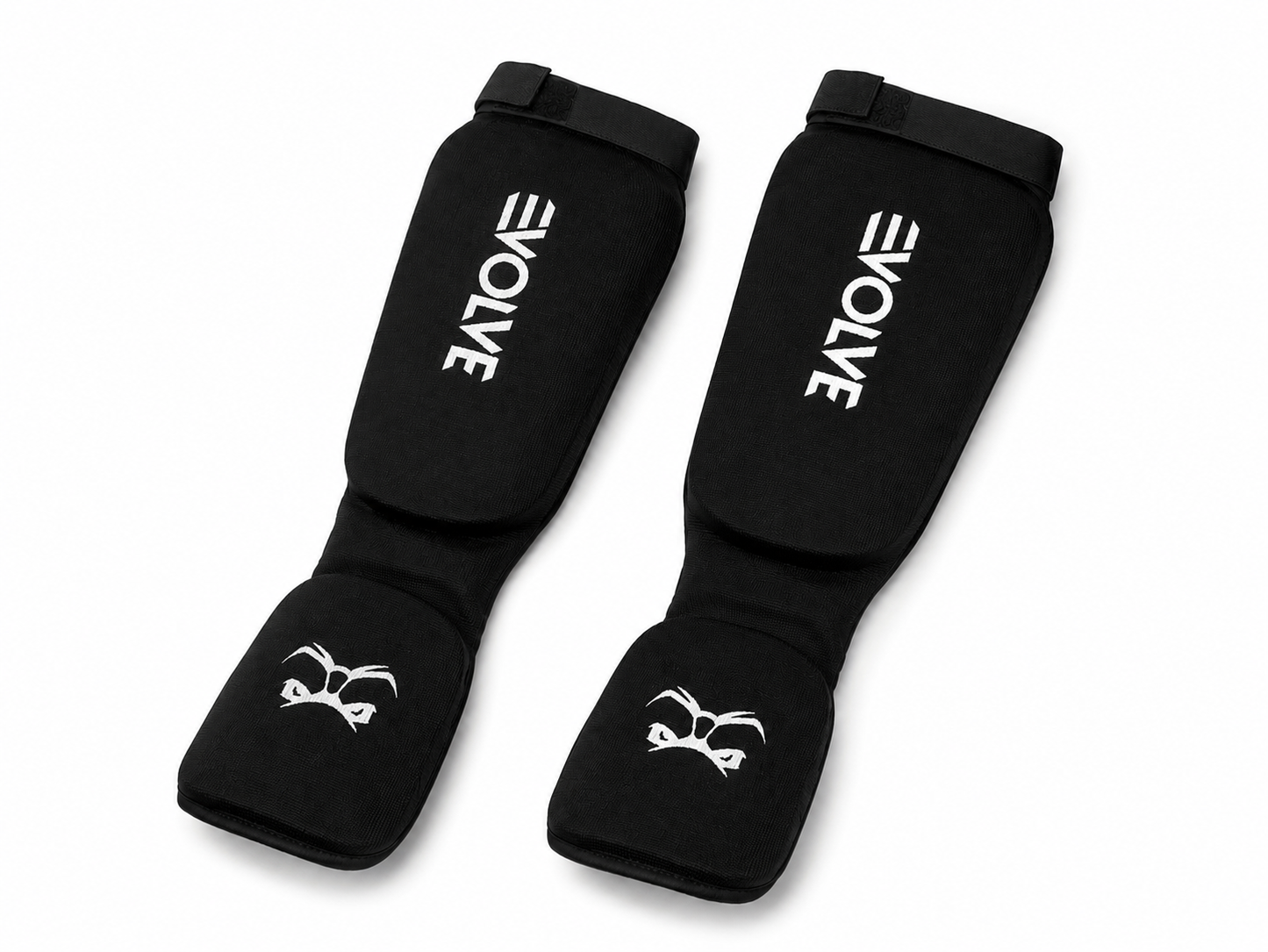 Evolve Shin Guards - Black | Padded Martial Art Shin and Instep Guards for Kickboxing MMA Boxing Muay Thai Karate