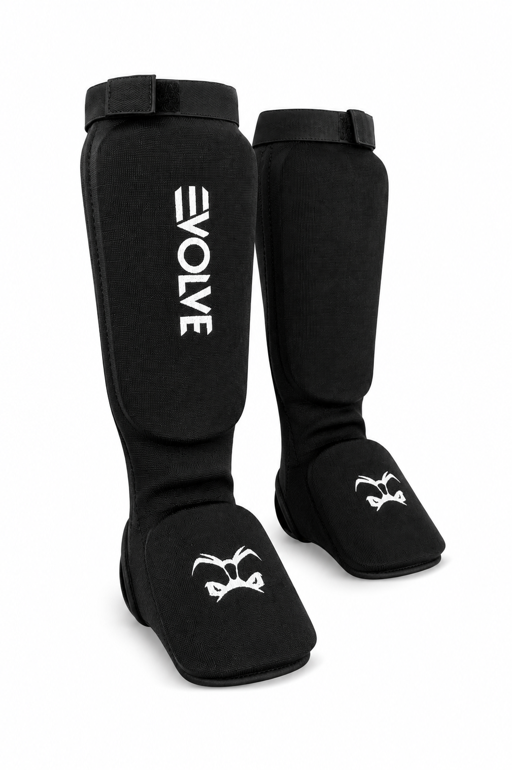 Evolve Shin Guards - Black | Padded Martial Art Shin and Instep Guards for Kickboxing MMA Boxing Muay Thai Karate