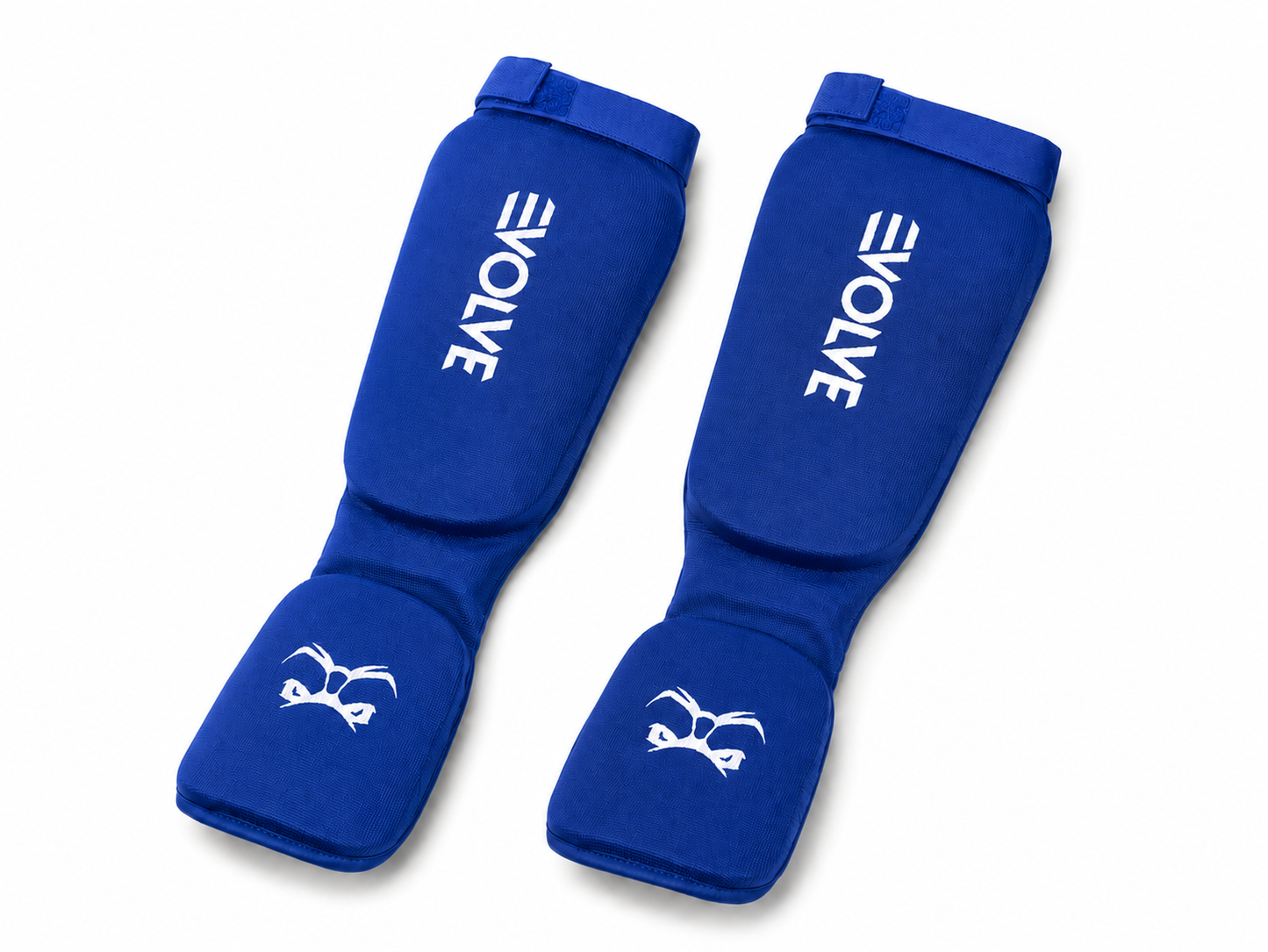 Evolve Shin Guards - Blue | Padded Martial Art Shin and Instep Guards for Kickboxing MMA Boxing Muay Thai Karate