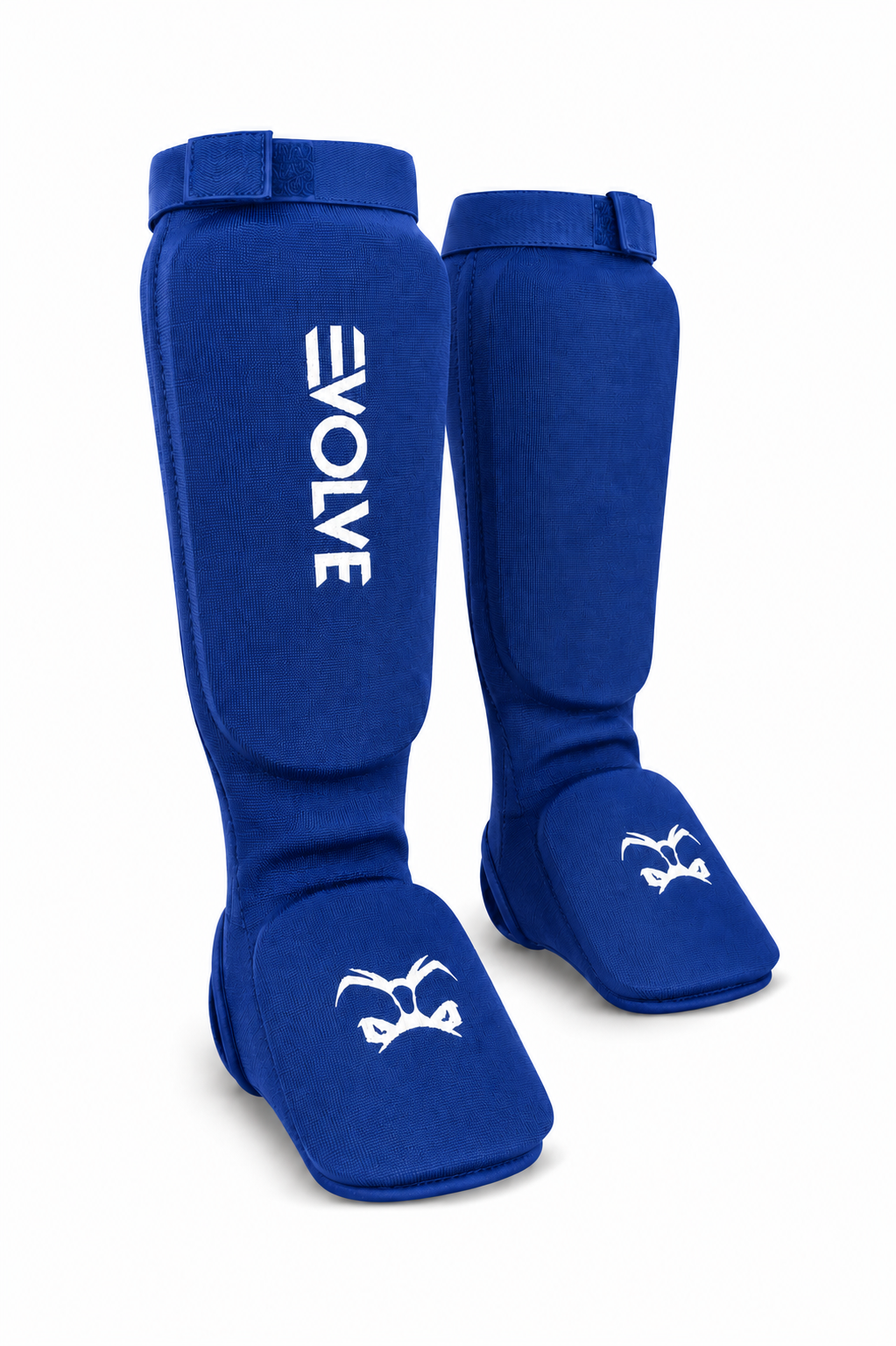 Evolve Shin Guards - Blue | Padded Martial Art Shin and Instep Guards for Kickboxing MMA Boxing Muay Thai Karate