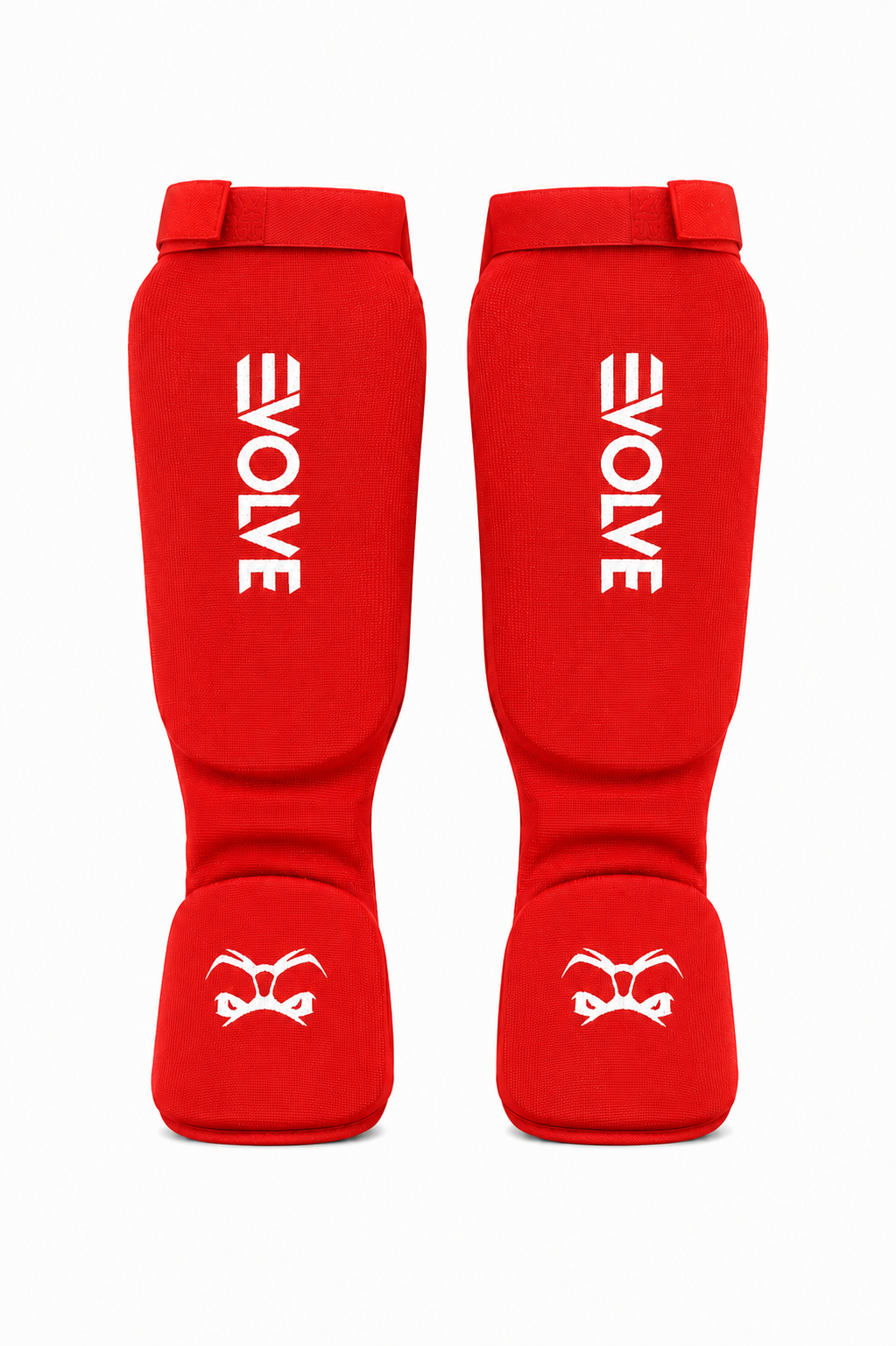 Evolve Shin Guards - Red | Padded Martial Art Shin and Instep Guards for Kickboxing MMA Boxing Muay Thai Karate