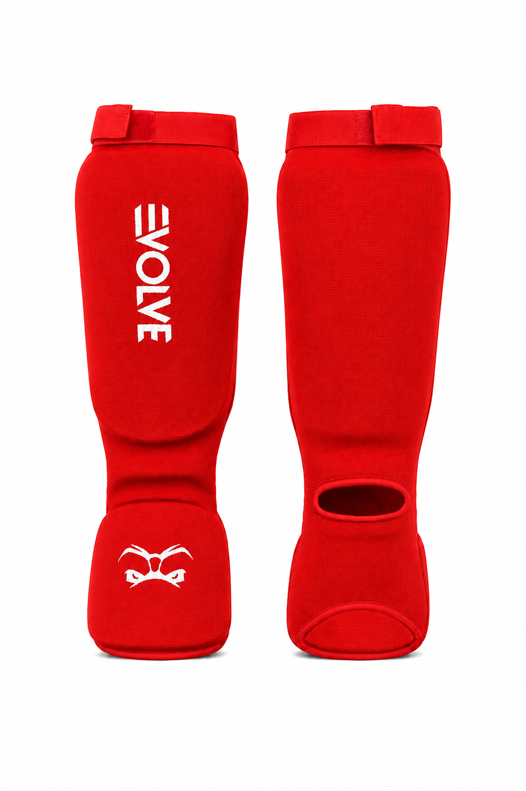 Evolve Shin Guards - Red | Padded Martial Art Shin and Instep Guards for Kickboxing MMA Boxing Muay Thai Karate