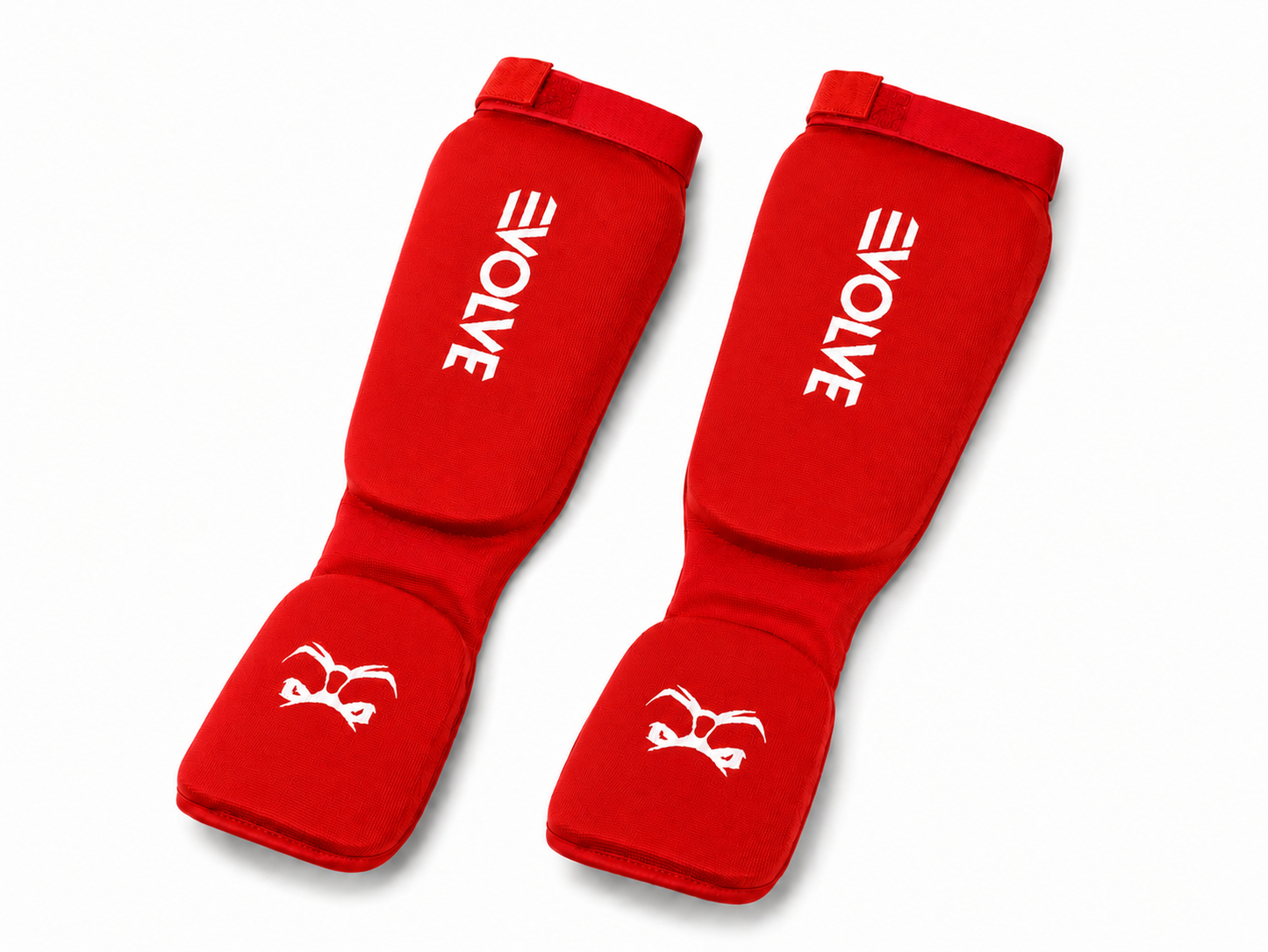 Evolve Shin Guards - Red | Padded Martial Art Shin and Instep Guards for Kickboxing MMA Boxing Muay Thai Karate