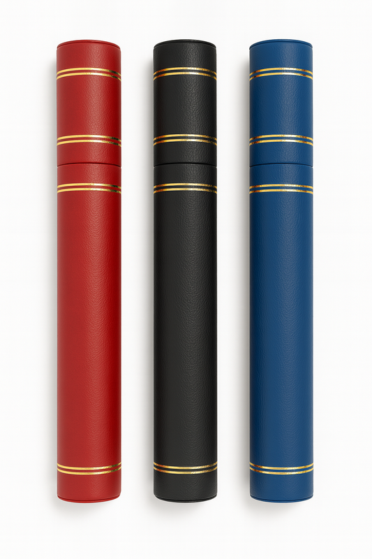 EVOLVE Certificate Tube Holder | Premium Artificial Leather with Velvet Inner Lining and Gold Accents