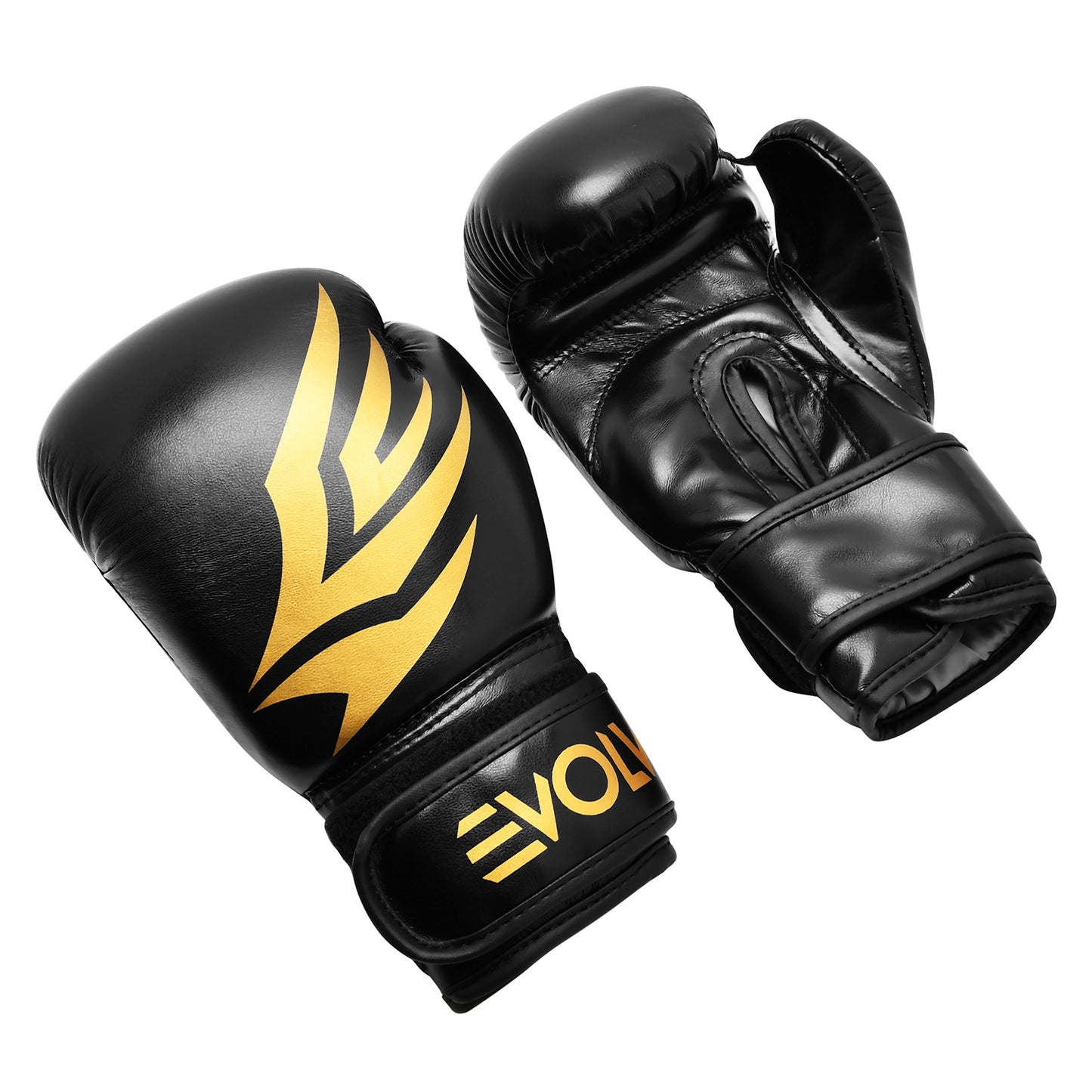 Evolve Kids Kickboxing Gloves - Black and Gold | Foam Padded Boxing and Kickboxing Gloves for Kids