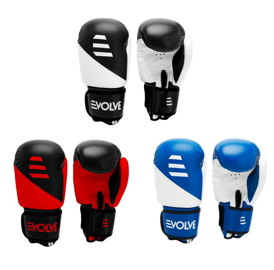 Evolve Kickboxing Gloves - Red and Black | Foam Padded Boxing and Kickboxing Gloves with Adjustable Straps