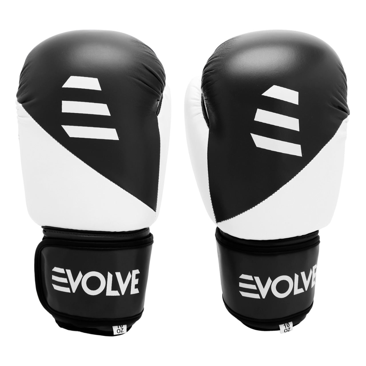 Evolve Kickboxing Gloves - Black and White | Foam Padded Boxing and Kickboxing Gloves with Adjustable Straps