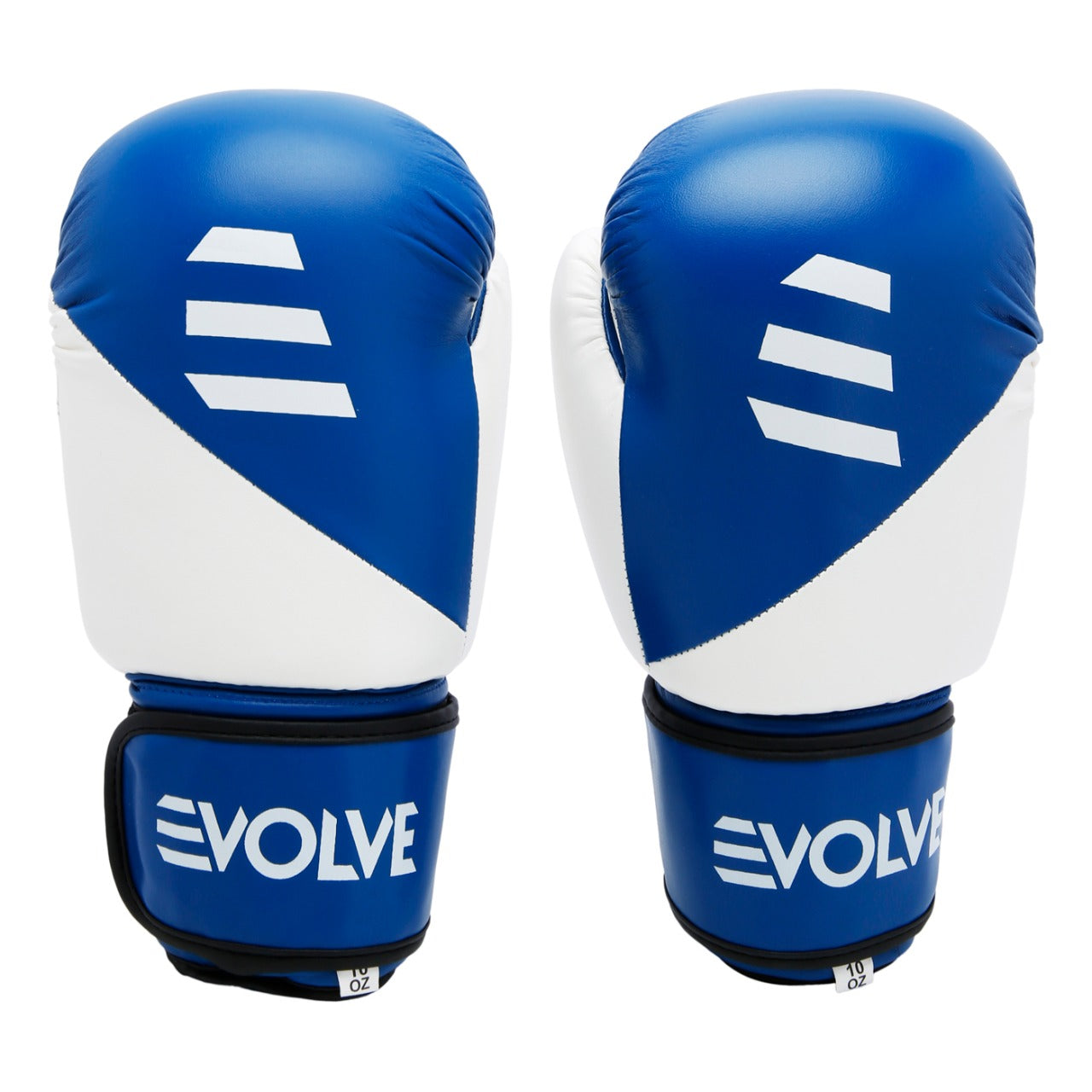 Evolve Kickboxing Gloves - White and Blue | Foam Padded Boxing and Kickboxing Gloves with Adjustable Straps