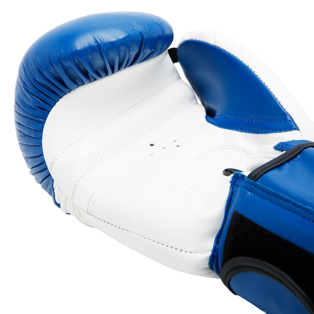 Evolve Kickboxing Gloves - White and Blue | Foam Padded Boxing and Kickboxing Gloves with Adjustable Straps